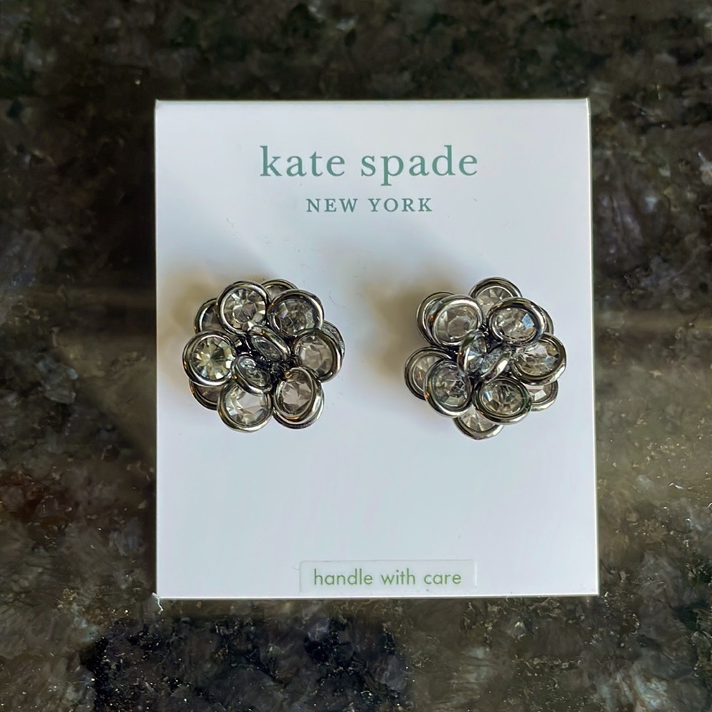 Kate Spade Jeweled Rosette Stud Earrings - Black Diamond